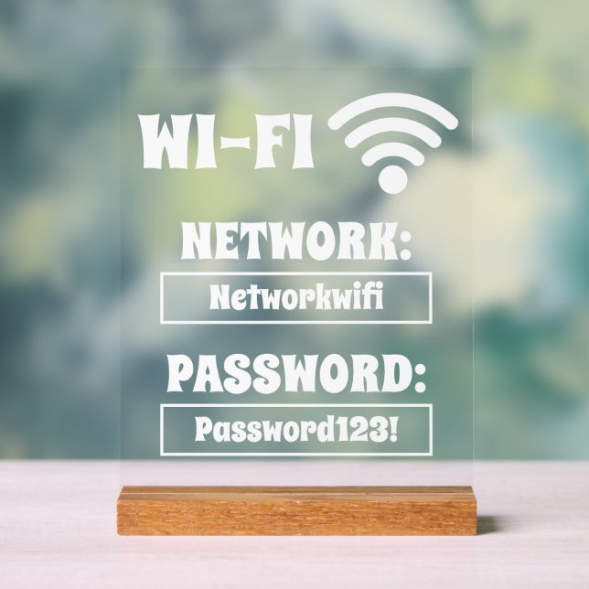 Modernes, weißes Wifi-Kennwort und Netzwerk Acrylschild (Neutral)