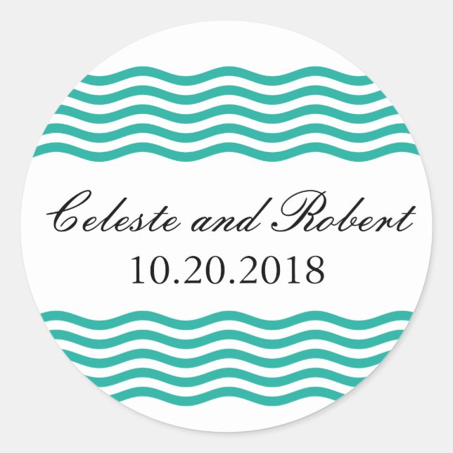 Modernes Wellenmuster Runder Aufkleber (Vorderseite)