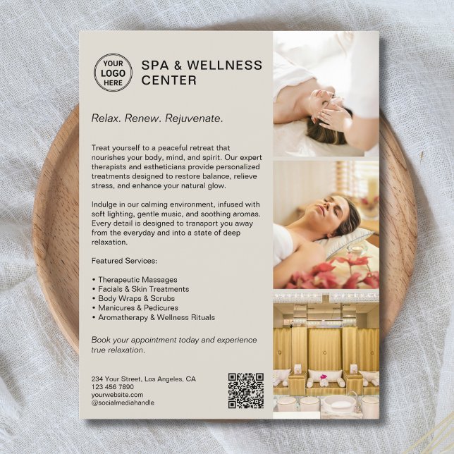 Modernes Wellness-Center Wellness Center Werbeunte Flyer (Modern Spa Wellness Center Promotional Business Flyer)