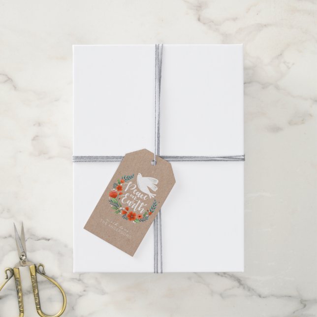 Modernes Weltfrieden Weihnachten Geschenkanhänger (Mit Garn)