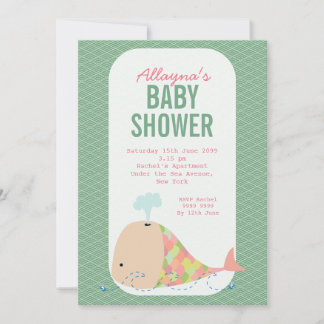 Modernes Whale Trendy Baby Dusche Party laden ein Einladung