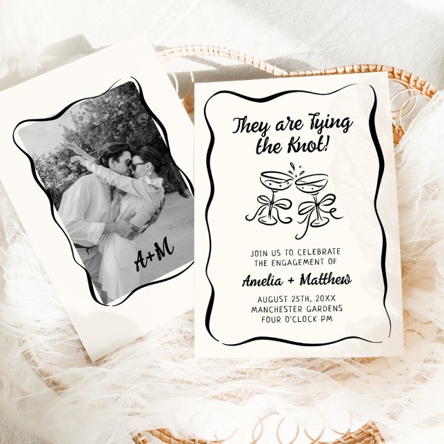 Modernes & Whimsikhandgezeichnetes Engagment Einladung (Von Creator hochgeladen)