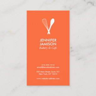 MODERNES WHISK & SPOON LOGO auf ORANGE Business Ca Visitenkarte
