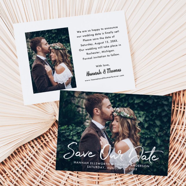 Modernes White Brushed Script-Hochzeitsschreiben-F Ankündigung (Von Creator hochgeladen)