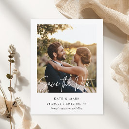 Modernes White Frame Foto Hochzeit retten das Datu Postkarte