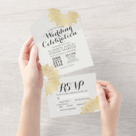 Modernes White Gold Mandala Blume Chic Wedding RSV All In One Einladung