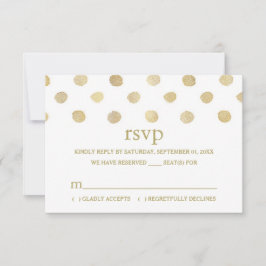 Modernes White & Gold Polka Dots Wedding RSVP