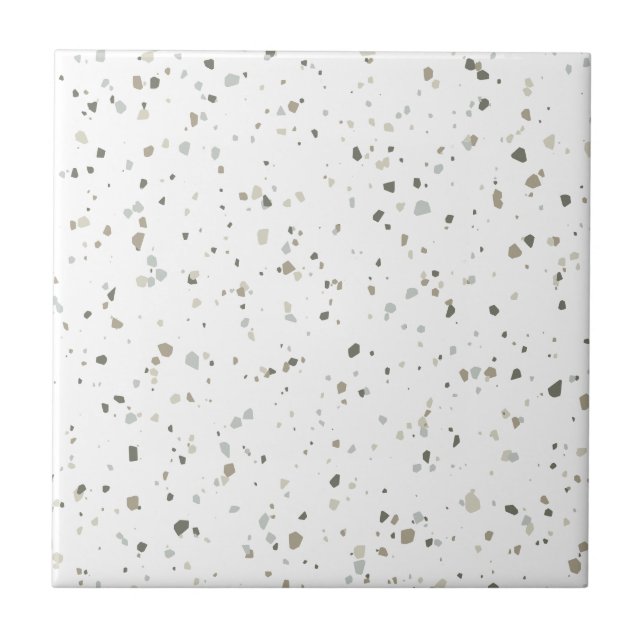 Modernes White Gray Brown Terrazzo Fliese (Vorderseite)