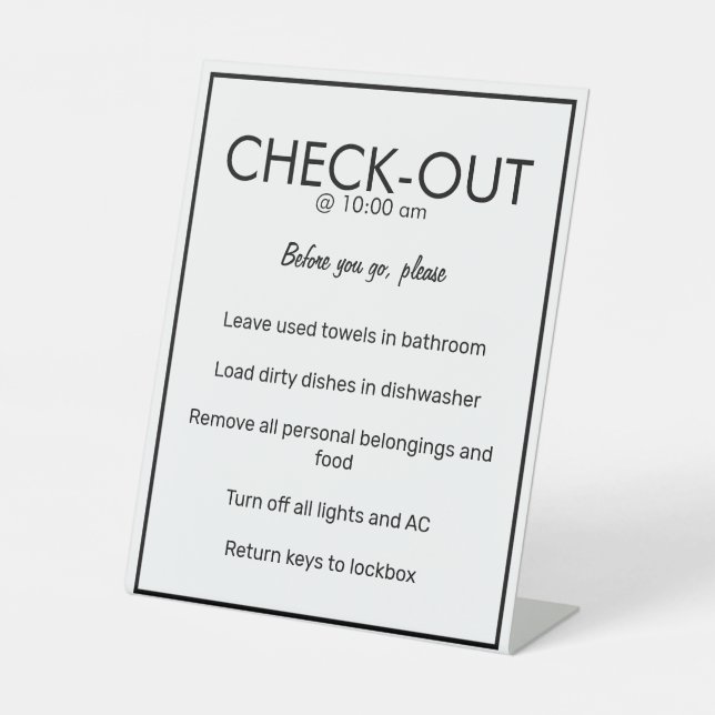 Modernes White Guest Karo Out Table Sign Sockelschild (Vorderseite)