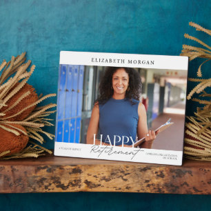 Modernes White Happy Retirement Keepake Foto Fotoplatte