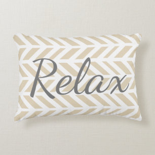 Modernes White Herringbone Relax Dekokissen