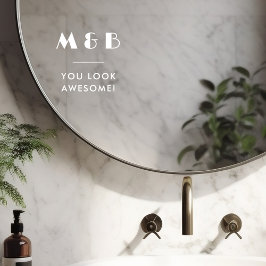 Modernes White Monogram Wedding Bad Mirror Fensteraufkleber