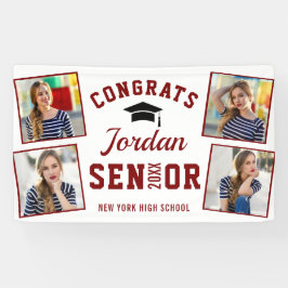 Modernes White Red Abschluss Class 2024 4 FOTO Banner