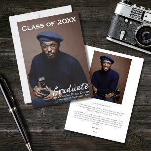 Modernes White Script Overlay Graduate 2 Foto Ankündigung