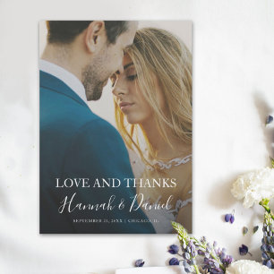 Modernes White Script Vollständiges Foto Maßgeschn Dankeskarte