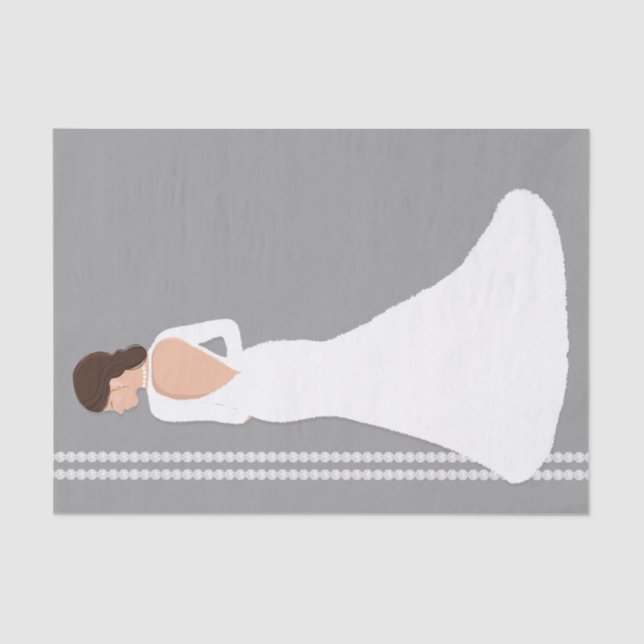 Modernes White Wedding Dress Bling Brautparty Seidenpapier (Vorderseite)