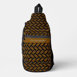 Modernes Wiederholmuster braunes Schwarz Crossbody Bag