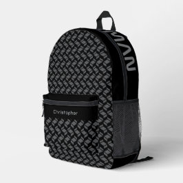 Modernes Wiederholmuster Grau Schwarz Bedruckter Rucksack