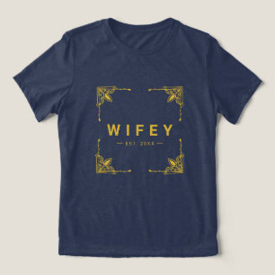 Modernes Wifey Navy-T-Shirt mit komprimiertem Tri- Tri-Blend Shirt