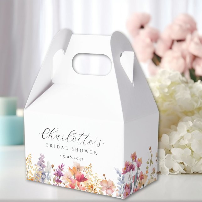 Modernes, Wildblume, Brautparty Geschenkschachtel (Modern, wildflower, bridal shower favor boxes with your name and date.)