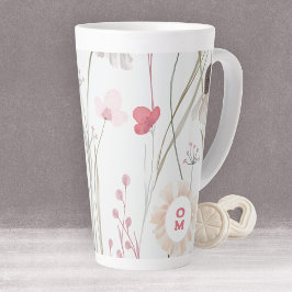 Modernes Wildblume Monogram Pink Green Milchtasse