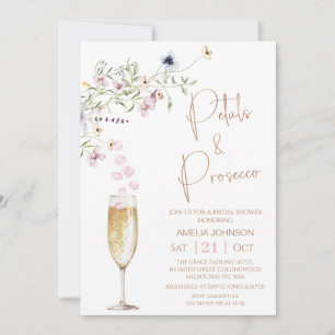 Modernes Wildblume Petal und Prosecco Brautparty Einladung