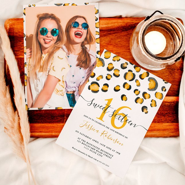 Modernes Wildleopardenwassermuster Sweet 16 Einladung (Von Creator hochgeladen)