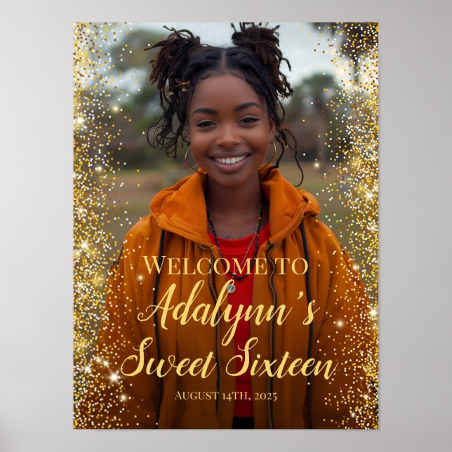 Modernes Willkommensschild mit süßen 16 Party Foto Poster (Vorne)