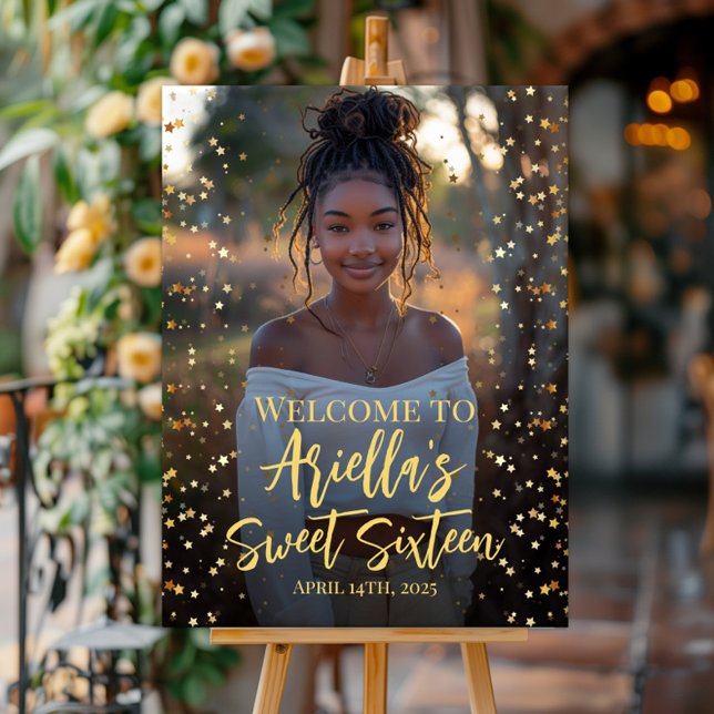 Modernes Willkommensschild mit süßen 16 Party Foto Poster (Von Creator hochgeladen)