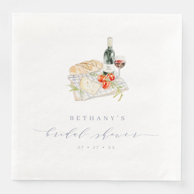 Modernes Wine & Cheese Picnic Brautparty Serviette (Vorderseite)