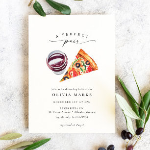 Modernes Wine & Pizza Perfektes Pair Brautparty Einladung