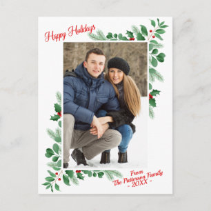 Modernes Winter Foliage Happy Holidays Foto Postkarte