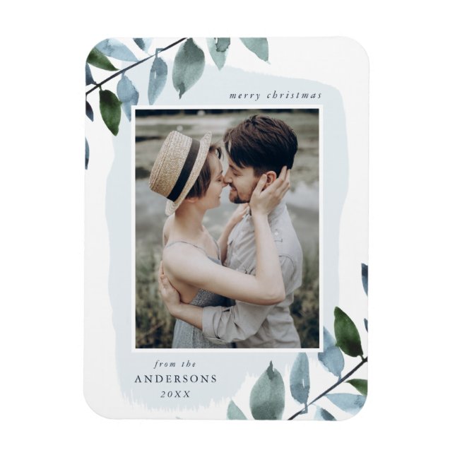 Modernes Winter Foliage Holiday Foto Magnet (Vertikal)