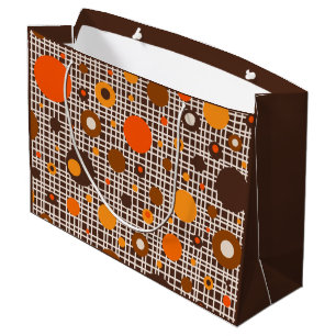 Modernes Woven Dot Muster braun orange Große Geschenktüte
