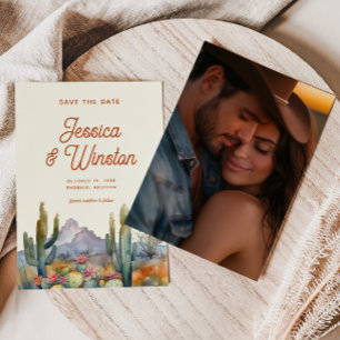 Modernes Wüstenkaktus-Foto Save the Date Einladung