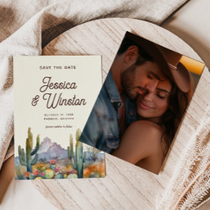Modernes Wüstenkaktus-Foto Save the Date Einladung