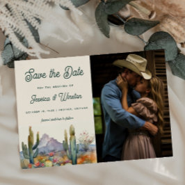 Modernes Wüstenkaktus-Foto Save the Date Postkarte