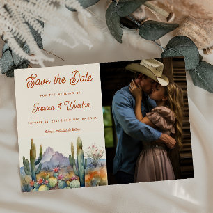 Modernes Wüstenkaktus-Foto Save the Date Postkarte