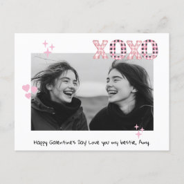 Modernes XOXO Galentine's Day Custom Foto & Text P Postkarte