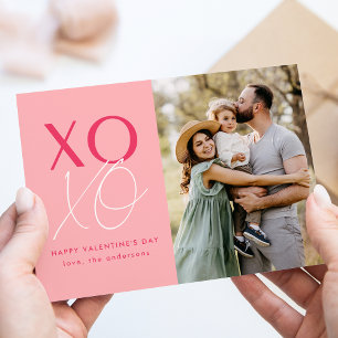 Modernes XOXO Rosa Valentinstag Foto Feiertagskarte