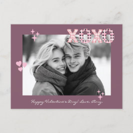 Modernes XOXO Valentine's Day Custom Foto & Text P Postkarte