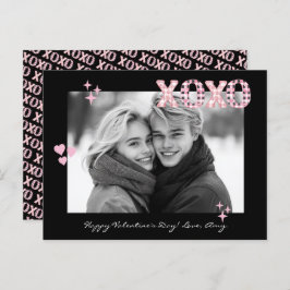 Modernes XOXO Valentine's Day Custom Foto & Text P Postkarte