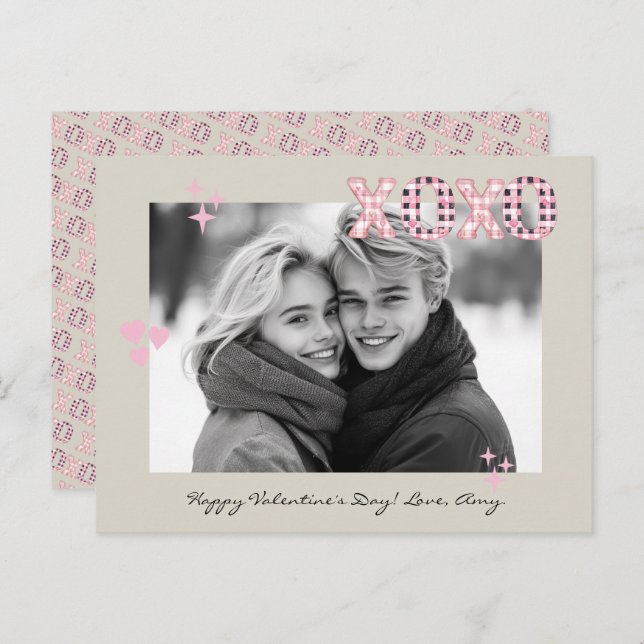 Modernes XOXO Valentinstag kundenspezifisches Foto Postkarte (Vorne/Hinten)