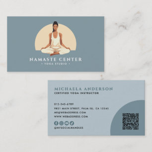 Modernes Yoga/Mindfulness Lotus Pose Socials QR Co Visitenkarte