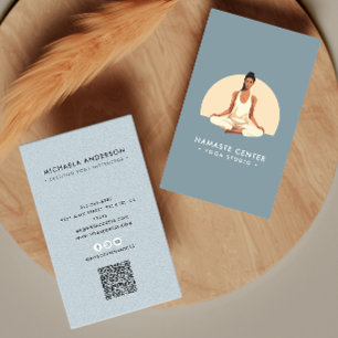 Modernes Yoga/Mindfulness Lotus Pose Socials QR Co Visitenkarte