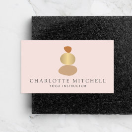 Modernes Yoga mit Abstrakten Zen-Steinen Gold und  Visitenkarte