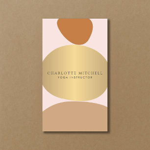 Modernes Yoga mit Abstrakten Zen-Steinen Gold und  Visitenkarte