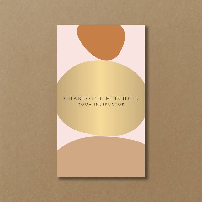 Modernes Yoga mit Abstrakten Zen-Steinen Gold und  Visitenkarte (Von Creator hochgeladen)