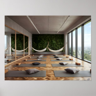 Modernes Yoga Studio-Design mit Parkettboden Poster