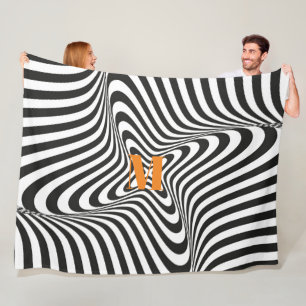 Modernes Zebra Design Retro Wave Monogramm Fleecedecke
